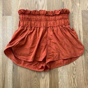 Free People Movement Women’s The Way Home Orange High Wasted Lined Shorts